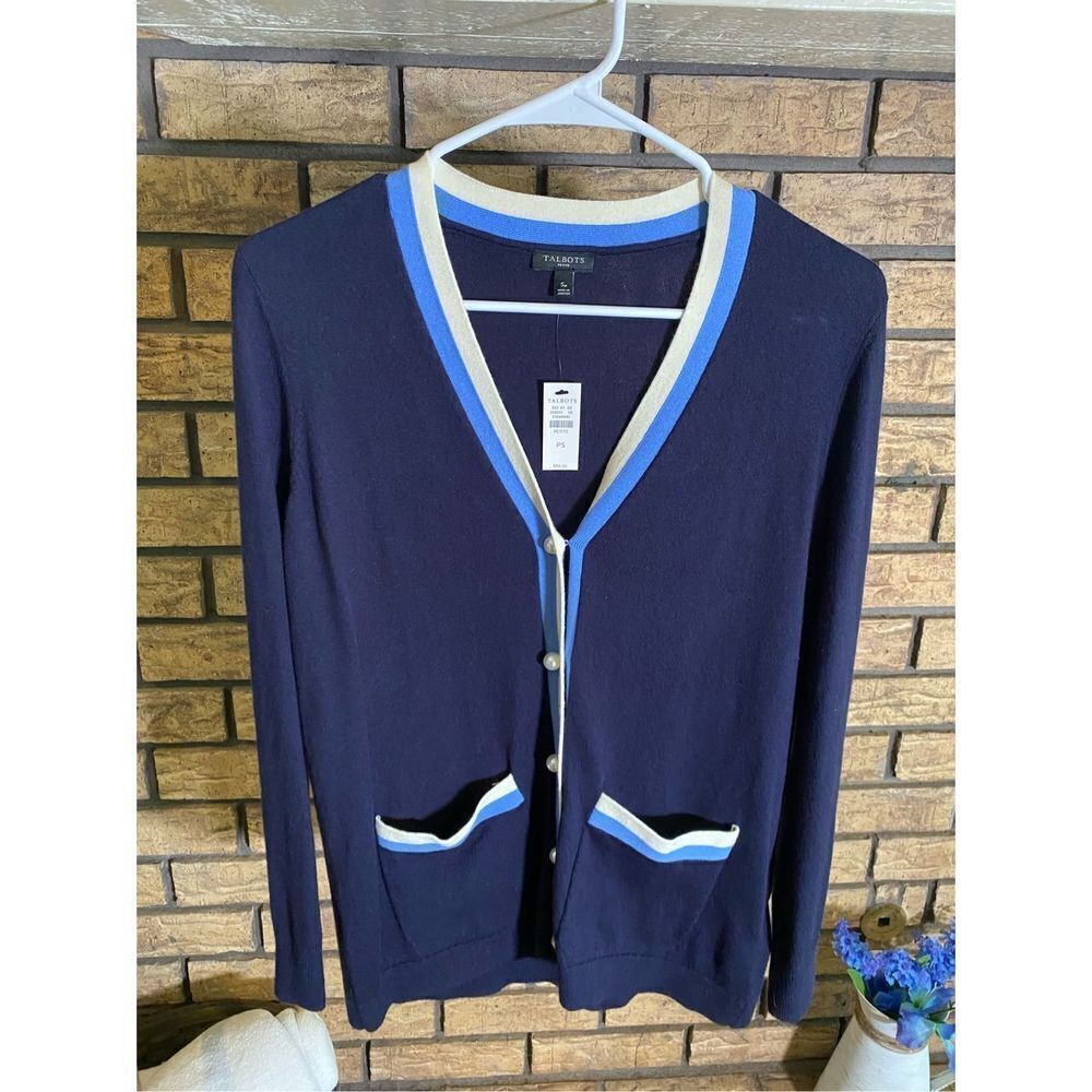 ‎Talbots NWT Navy Blue Cardigan Sweater